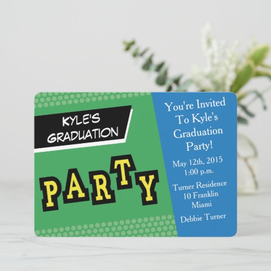 Party Einladung - Bunter Spaß (Stehend Vorderseite)