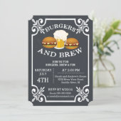 Party Einladung Burgers & Brew (Stehend Vorderseite)