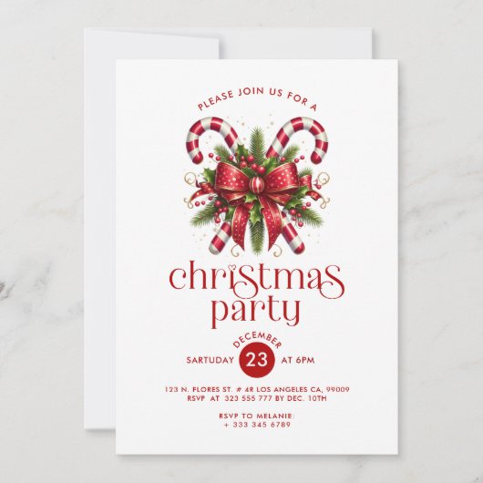 Party Einladung Candy Cane (Vorderseite)