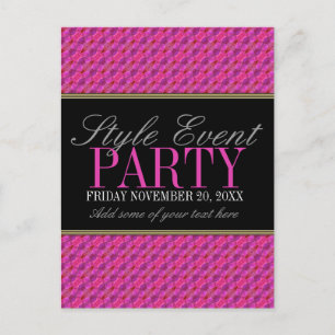 Party Einladung-Cards für Funky Pink-Muster Einladungspostkarte