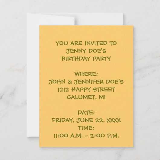 PARTY EINLADUNG CIRCUS TIGHTROPE ~ EZ2 CUSTOMIZE! (Rückseite)