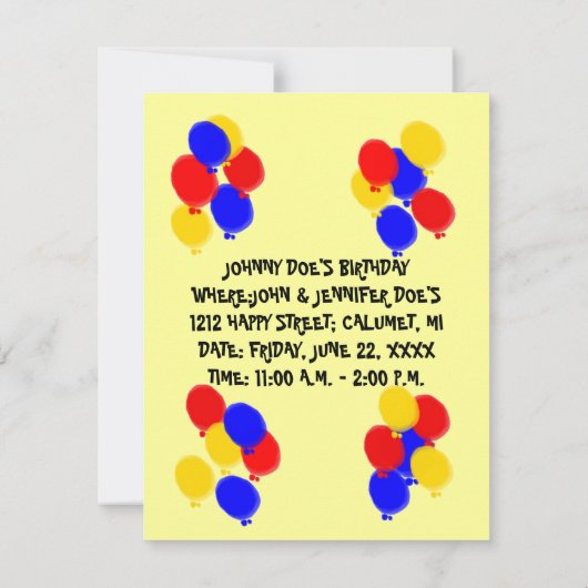 PARTY EINLADUNG CLOWN ~ EINFACH ZU KUNDEN! (Rückseite)