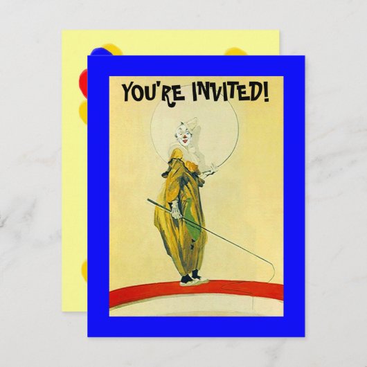 PARTY EINLADUNG CLOWN ~ EINFACH ZU KUNDEN! (Vorne/Hinten)