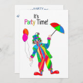 Party Einladung, Clown in lebhaften Farben Einladung (Vorne/Hinten)