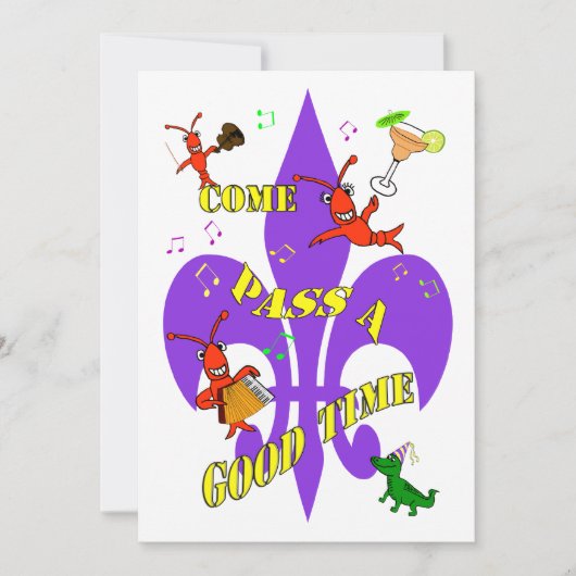 Party Einladung Crawfish Fleur de Lys (Vorderseite)