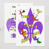 Party Einladung Crawfish Fleur de Lys (Vorne/Hinten)