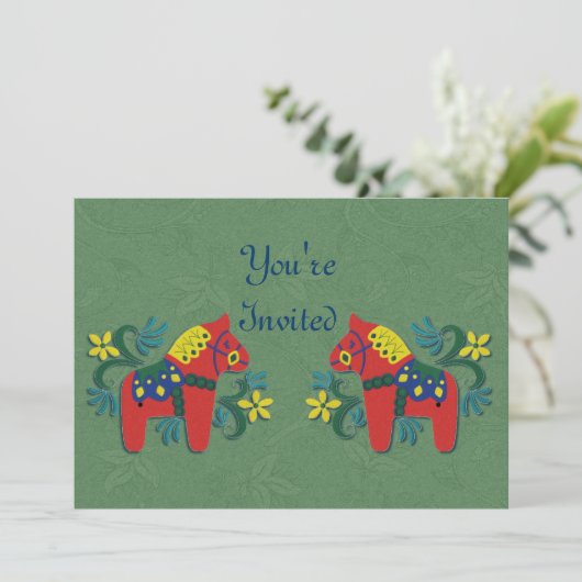 Party Einladung Dala Horse (Stehend Vorderseite)