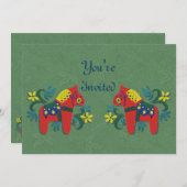 Party Einladung Dala Horse (Vorne/Hinten)