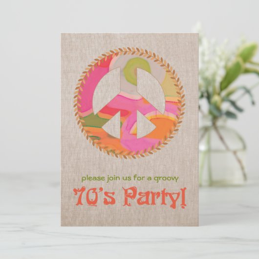 Party Einladung der 70er (Stehend Vorderseite)