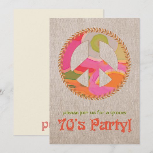 Party Einladung der 70er (Vorne/Hinten)