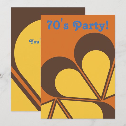 Party Einladung der 70er (Vorne/Hinten)