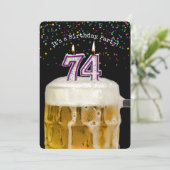 Party Einladung der 74. Geburtstagskandle (Stehend Vorderseite)