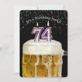 Party Einladung der 74. Geburtstagskandle (Vorderseite)