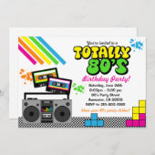 Party Einladung der 80er (Vorne/Hinten)