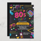 Party Einladung der 80er (Vorne/Hinten)