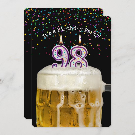 Party Einladung der 98. Geburtstagskandle (Vorne/Hinten)