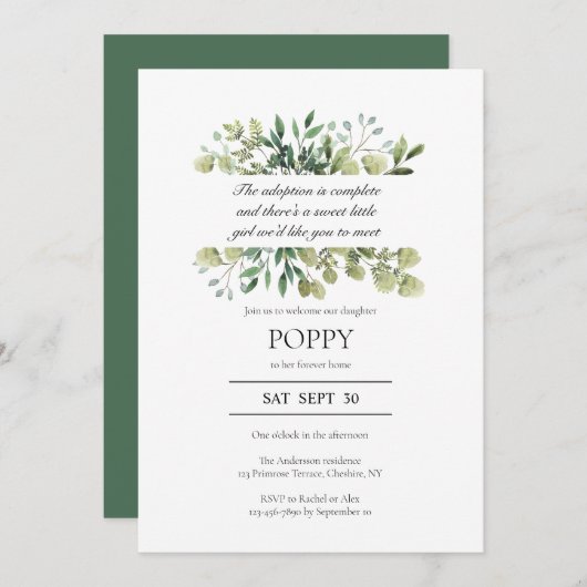 Party Einladung der Adoption (Vorne/Hinten)