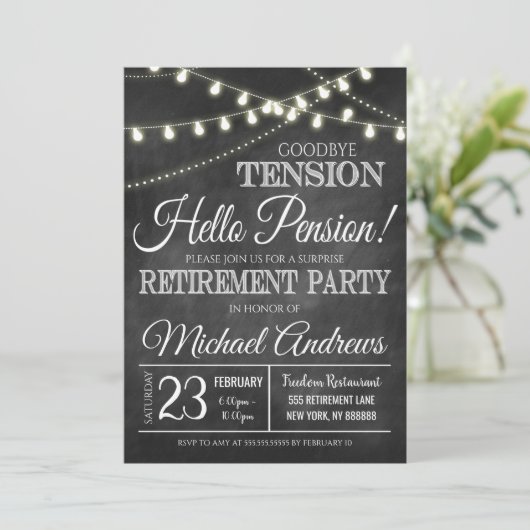 Party Einladung der Altersversorgung (Stehend Vorderseite)