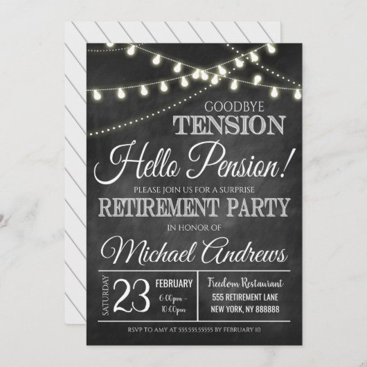 Party Einladung der Altersversorgung (Vorne/Hinten)