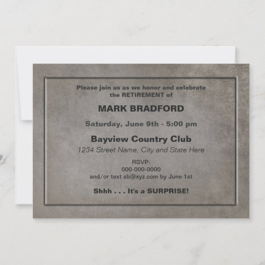 Party Einladung der Altersversorgung - Pension (Rückseite)