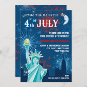 Party Einladung der Amerikanische Unabhängigkeitst (Vorne/Hinten)