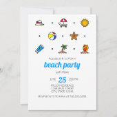 Party Einladung der Beach Icons (Vorderseite)