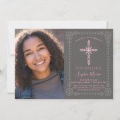 Party Einladung der Bestätigung durch Mädchen mit  (Vorderseite)