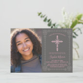 Party Einladung der Bestätigung durch Mädchen mit  (Stehend Vorderseite)