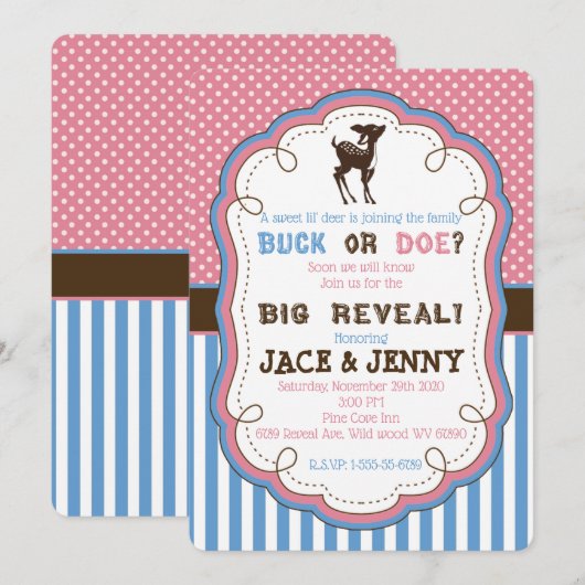 Party Einladung der Buck-oder Doe-Gender-Aufdeckun (Vorne/Hinten)