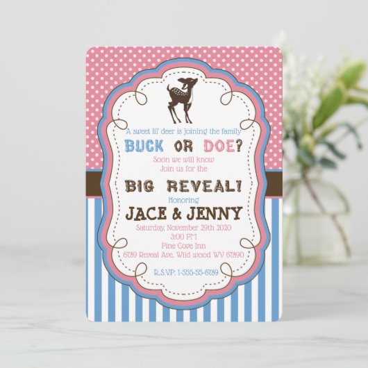 Party Einladung der Buck-oder Doe-Gender-Aufdeckun (Stehend Vorderseite)