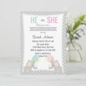 Party Einladung der Elefanten-Gender-Sicht (Stehend Vorderseite)