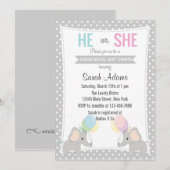 Party Einladung der Elefanten-Gender-Sicht (Vorne/Hinten)