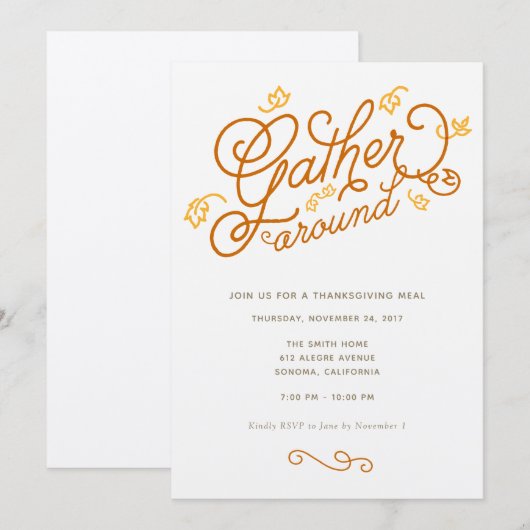 Party Einladung der Erntedank (Vorne/Hinten)