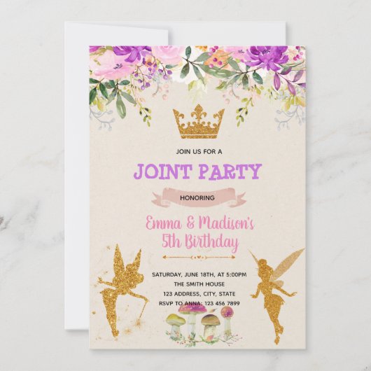 Party Einladung der Fairy Princess (Vorderseite)