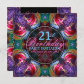 Party Einladung der farbenfrohen 21. (Vorne/Hinten)