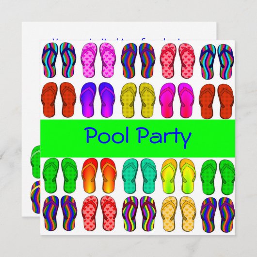 Party Einladung der Flip Flops (Vorne/Hinten)