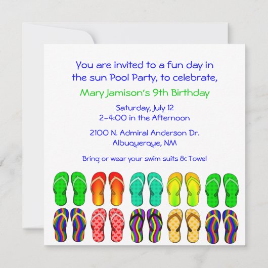 Party Einladung der Flip Flops (Rückseite)