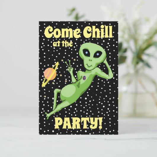 Party Einladung der friedlichen Alien (Stehend Vorderseite)