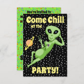 Party Einladung der friedlichen Alien (Vorne/Hinten)