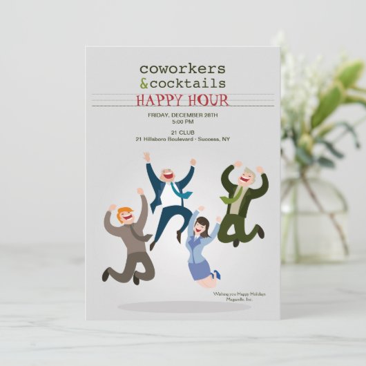 Party Einladung der glücklichen Arbeitnehmer (Stehend Vorderseite)