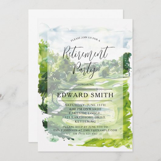 Party Einladung der Golfpensionierung (Vorne/Hinten)