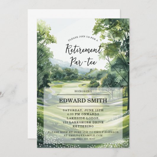 Party Einladung der Golfpensionierung (Vorne/Hinten)