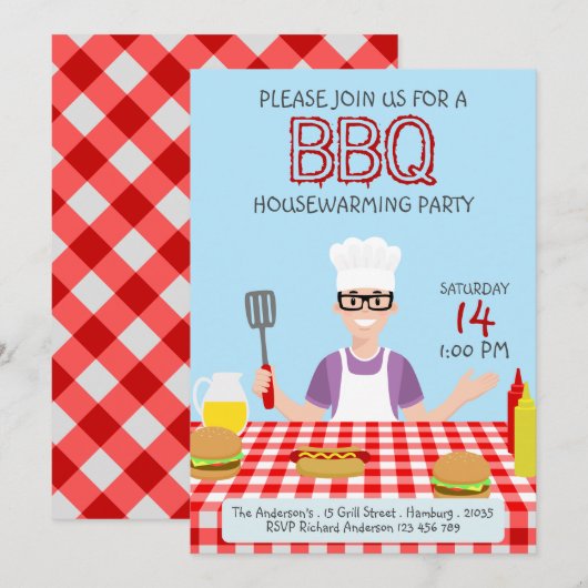 Party Einladung der GRILLEN (Vorne/Hinten)