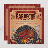 Party Einladung der Grillzeit GRILLEN (Vorne/Hinten)