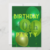 Party Einladung der Grünen Ballons von Männern zum (Vorderseite)