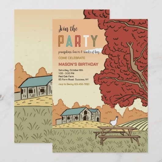 Party Einladung der Herbstlandschaft (Vorne/Hinten)