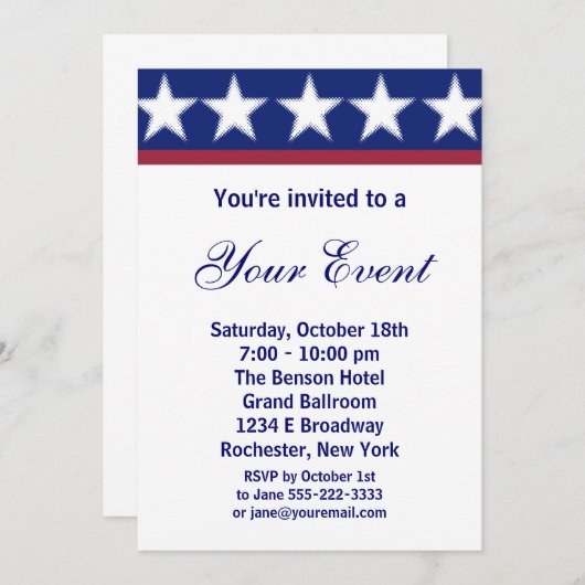 Party Einladung der Kampagne oder 4. Juli Party (Vorne/Hinten)