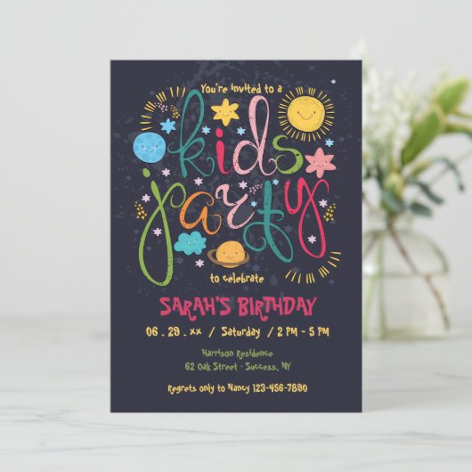 Party Einladung der Kinder (Stehend Vorderseite)