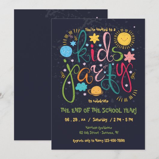 Party Einladung der Kinder (Vorne/Hinten)