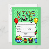 Party Einladung der Kinder (Vorne/Hinten)